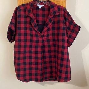 Super Cute Red and Black Plaid Top